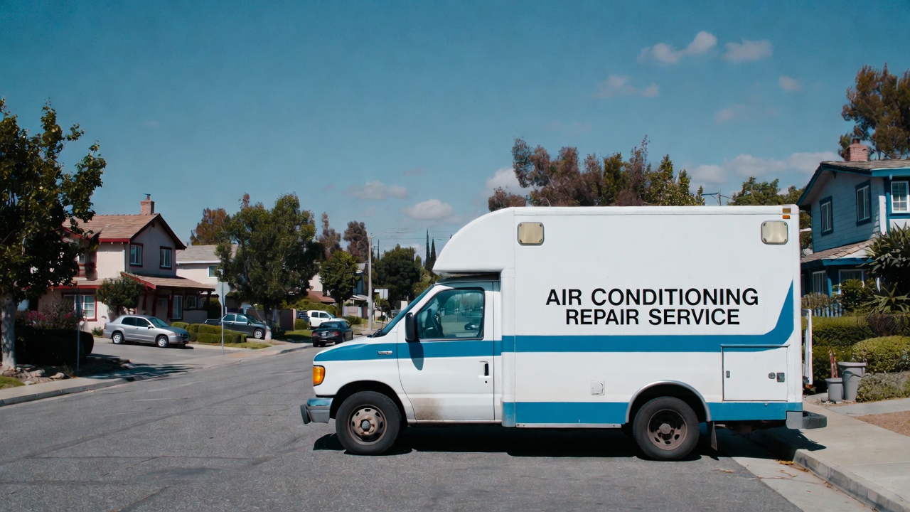 California AC technician repairing central air conditioner unit on rooftop during summer heatwave 2026